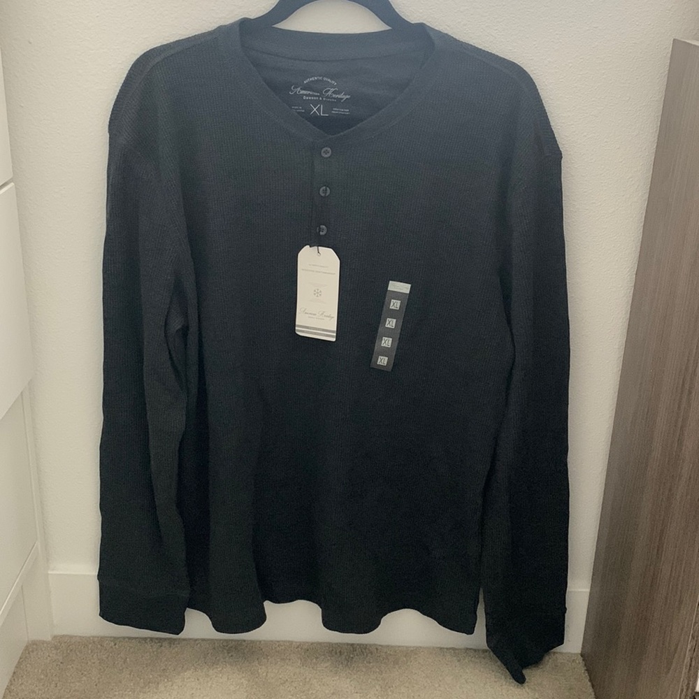 American Heritage charcoal thermal long sleeve shirt